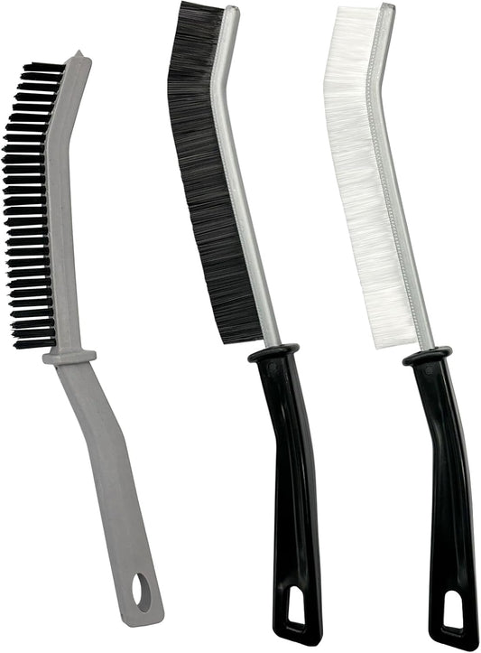 3 Pcs Cleaning Brushes for Household - Crevice Brush for Scrub Small Spaces, Toilet Cleaning Tool with Comfortable Grip, Long&Firm Bristle for Shower Tile Grout, Sinks Gap, Window Tracks, Hinges