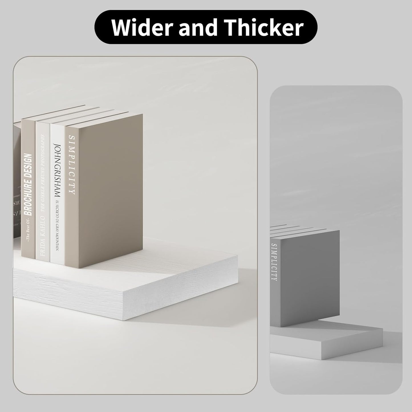 SAUMONIERES Floating Shelves 8 Inch Deep Solid Wood Wide Wall Shelf Set of 1 Wall Mounted for Bedroom Bathroom Living Room Kitchen, 55 Inch White