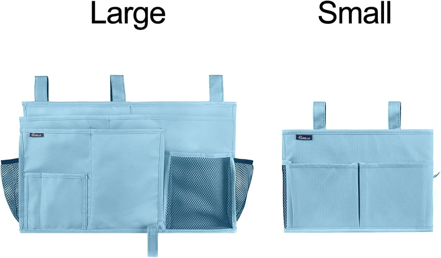 Surblue Bedside Caddy Hanging Organizer Bedside Storage Bag for Bunk and Hospital Beds (Small, Skyblue)