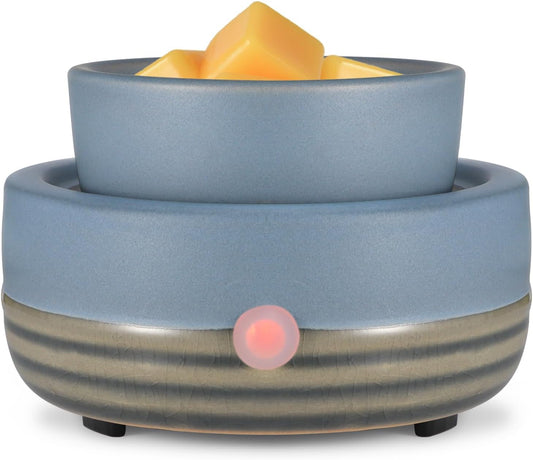 Ceramic Wax Melt Warmer,3-in-1 Electric Wax Warmer,Fragrance Wax Burner Candle Wax Warmer for Scented Wax and Home Decor, Thanksgiving Christmas Day Gifts for mom(Blue)