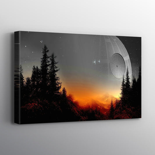 Death Star Inspired Canvas Print Wall Art | Futuristic Space Station Artwork | Smooth Surface Home Decor – Various Sizes (45in x 30in Gallery Wrapped)