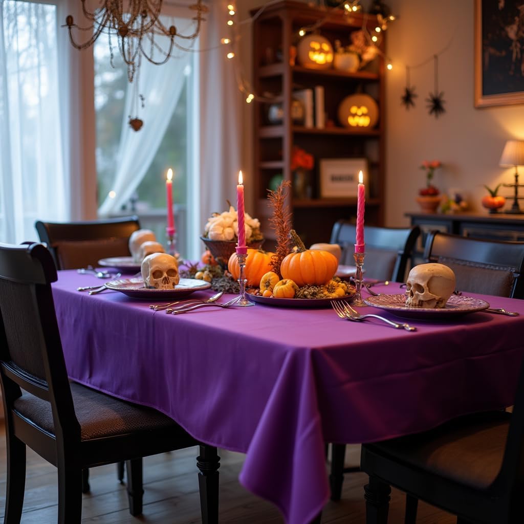 sancua Rectangle Tablecloth - 54 x 108 Inch - Stain and Wrinkle Resistant Washable Polyester Table Cloth, Decorative Fabric Table Cover for Dining Tables, Buffet Parties and Camping, Purple