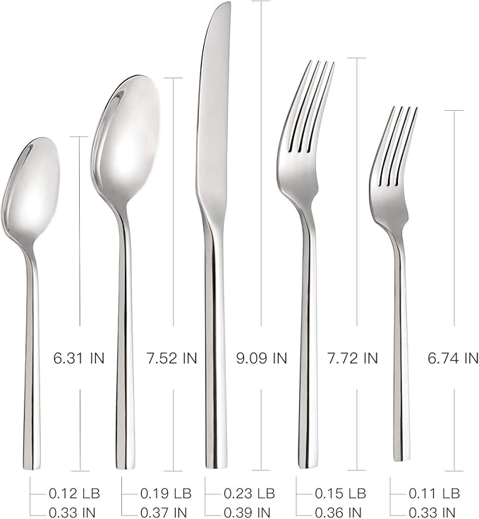 Silverware Set Flatware Set Stainless Steel Heavy Cutlery Set Hexagon Handle Mirror Finished 60 Pieces Service for 12