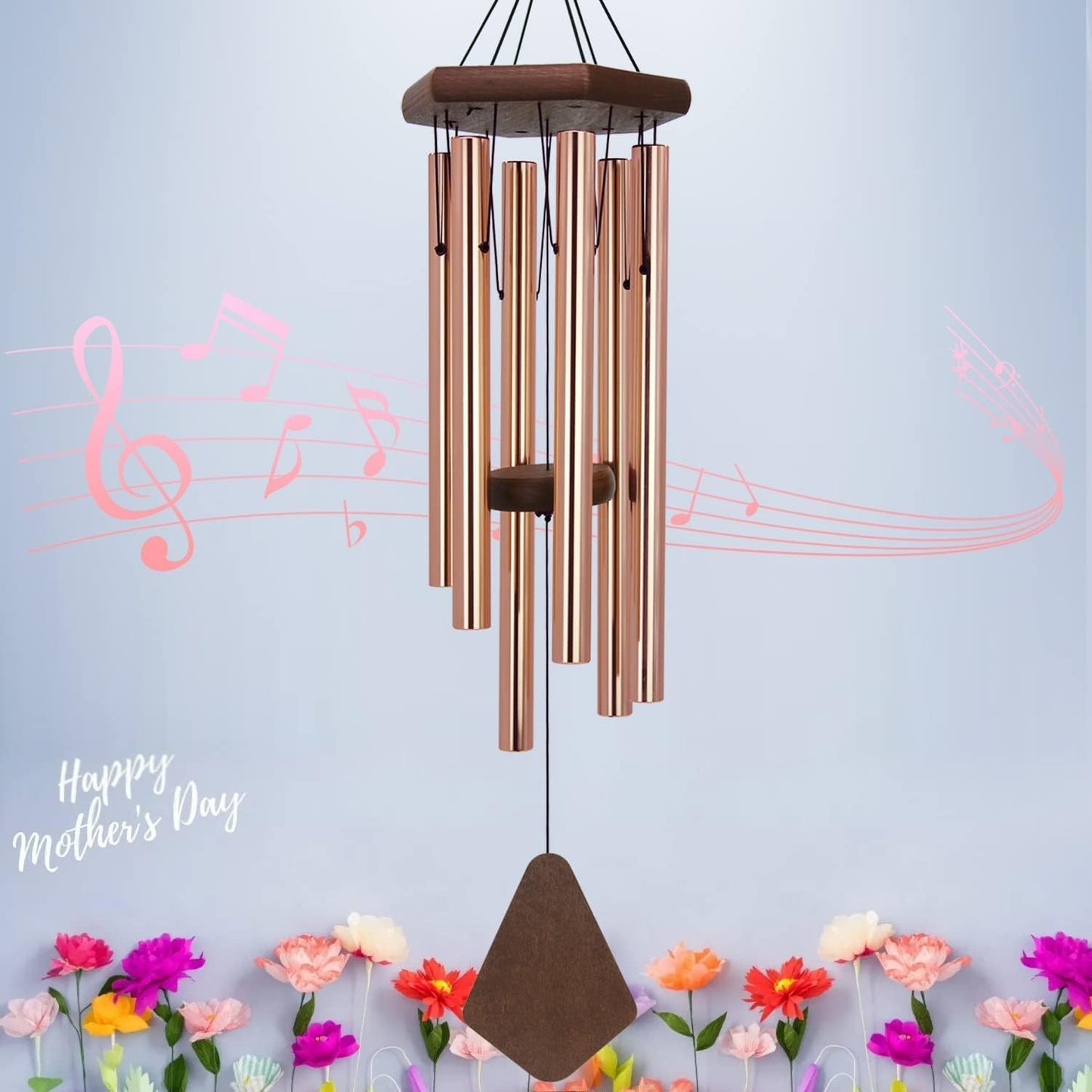 Memorial Wind Chimes for Outside, Wind Chime Outdoor Deep Tone, Sympathy Wind-Chime Personalized with 6 Tuned Tubes, Elegant Chime for Garden Patio Balcony and Home Gold