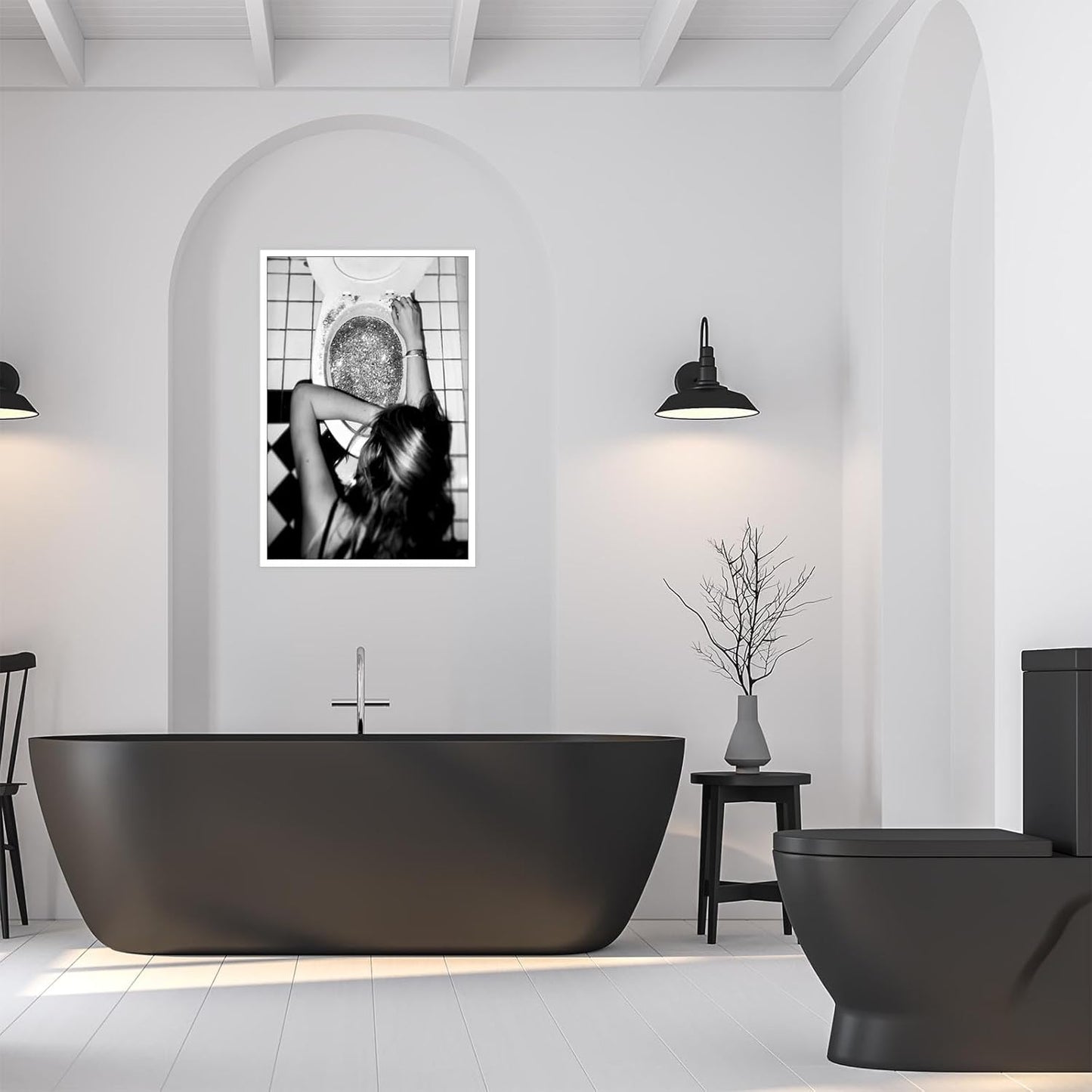 Liyark Funny Bathroom Wall Art Black and White posters Bar Disco Party prints painting Girls Bathroom Canvas wall art Funky aesthetics Teen Girl Bedroom wall decor for 24x36in Unframed