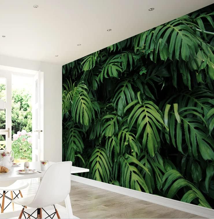 Tropical Monstera Wallpaper Banana Leaf Wall Mural Wallpaper for Living Room Bedroom TV Background Wall Covering(Not Peel n' Stick)