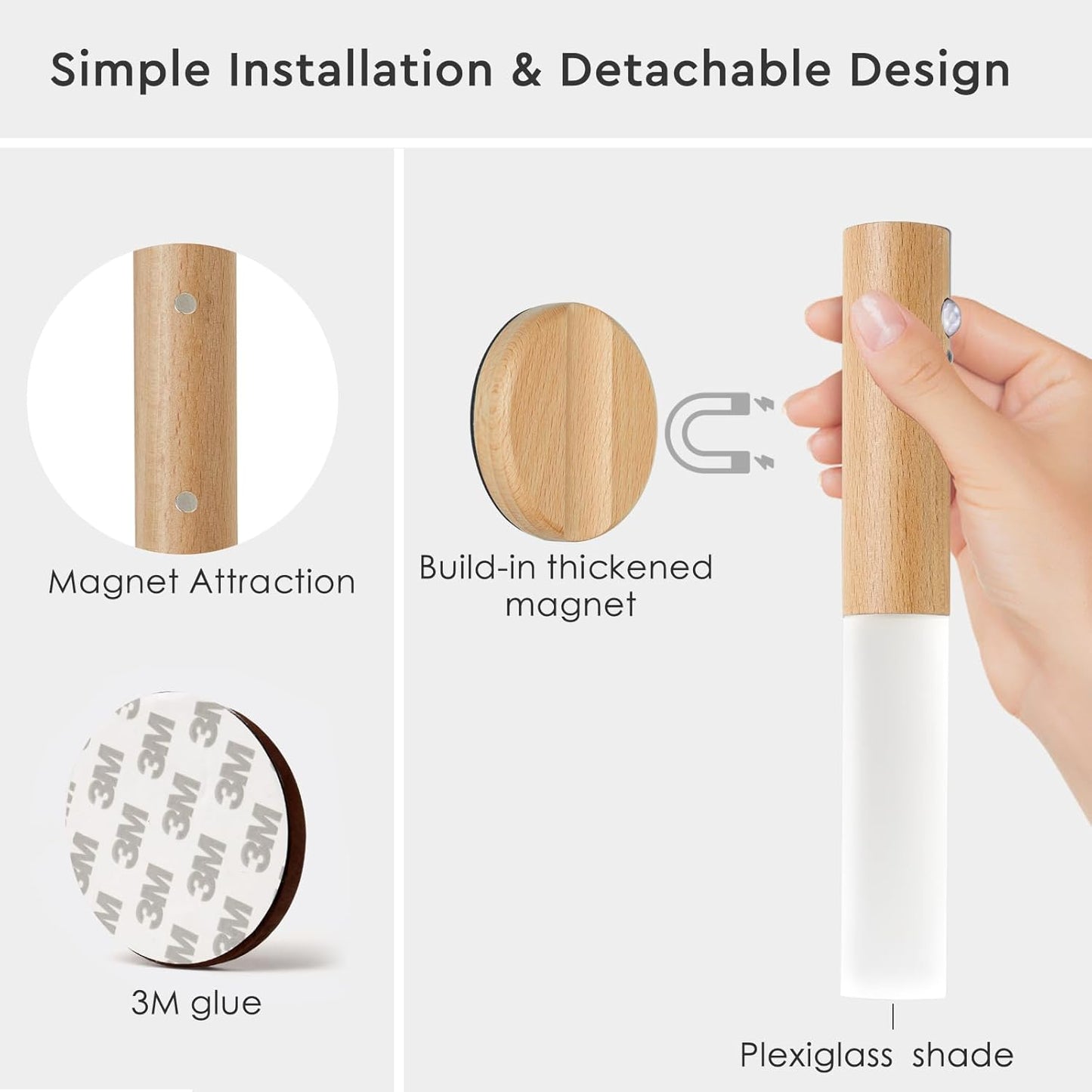 Montford Battery Operated Wall Sconces, Motion Sensor Night Light Magnetic Wall Light Rechargeable Wall Sconce, Peel and Stick Sconce Lights for Bedside Stair Hallway