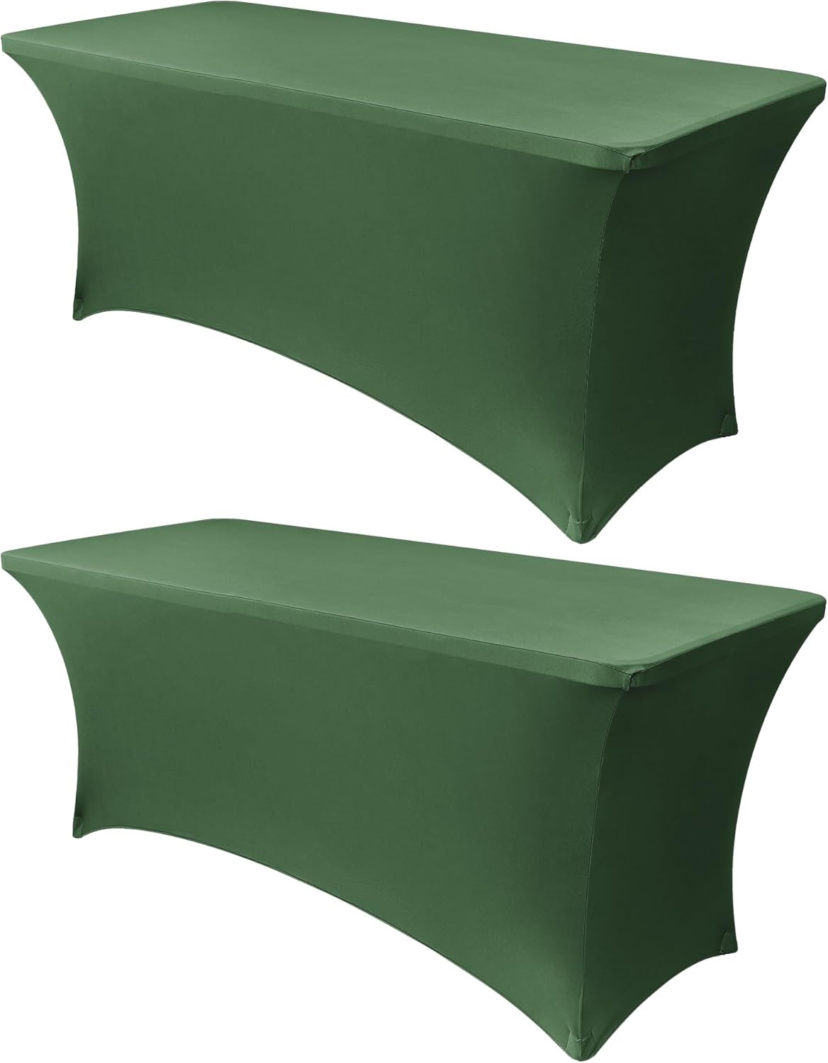 Obstal 4Ft Stretch Spandex Table Cover for Standard Folding Tables - 2 Pack Universal Rectangular Fitted Tablecloth for Party, Banquet, Events, Trade Show Blackish Green, 48L x 24W x 30H Inches
