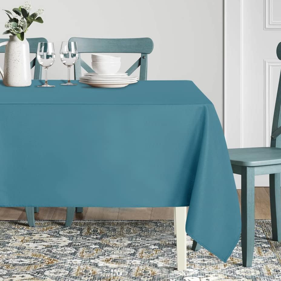 sancua Rectangle Tablecloth - 60 x 120 Inch - Stain and Wrinkle Resistant Washable Polyester Table Cloth, Decorative Fabric Table Cover for Dining Tables, Buffet Parties and Camping, Teal