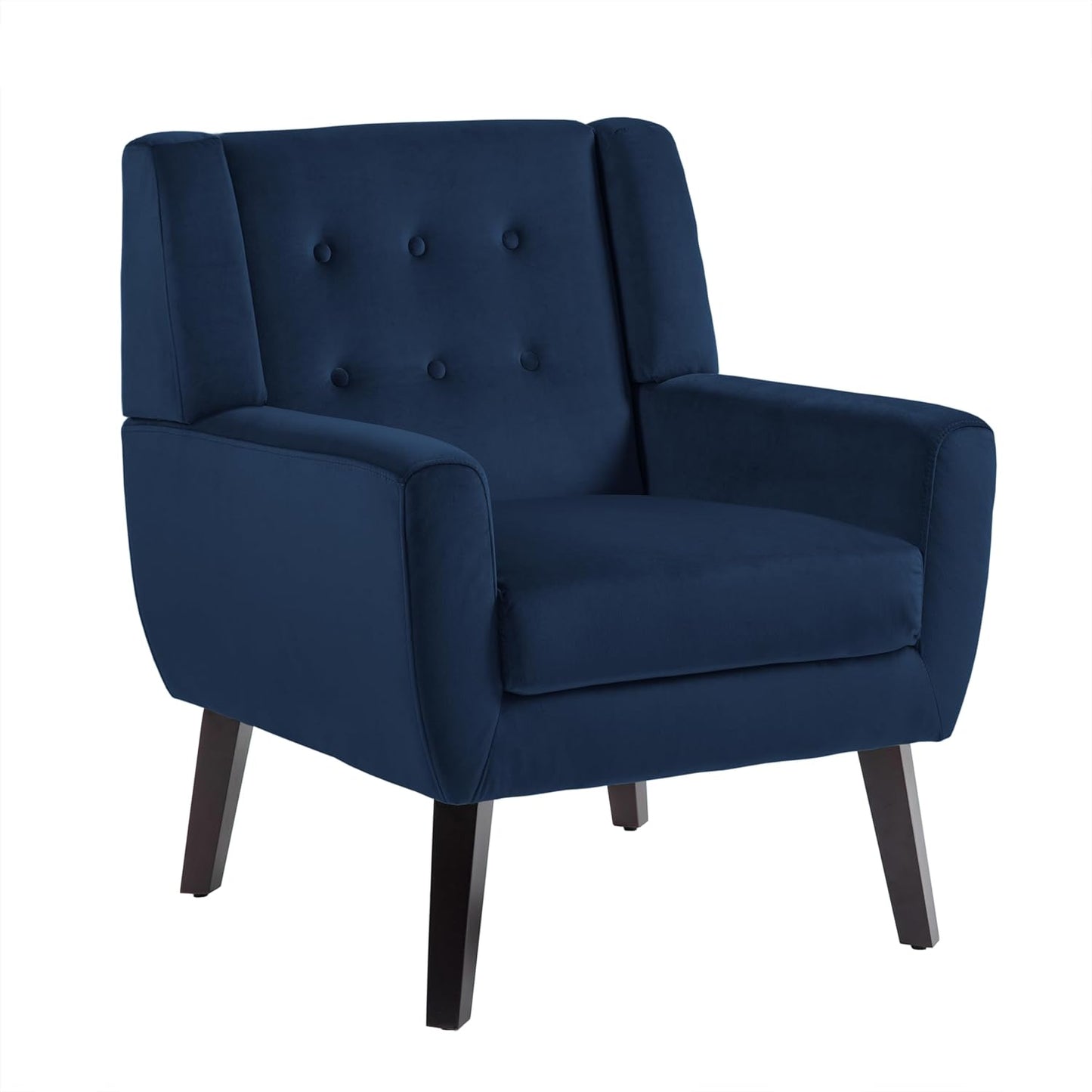 UIXE Velvet Accent Chairs Set of 2, Modern Arm Chair Mid-Century Living Room Armchair, Comfy Upholstered Button Tufted Reading Seat Bedroom Side Sitting, Royal Blue