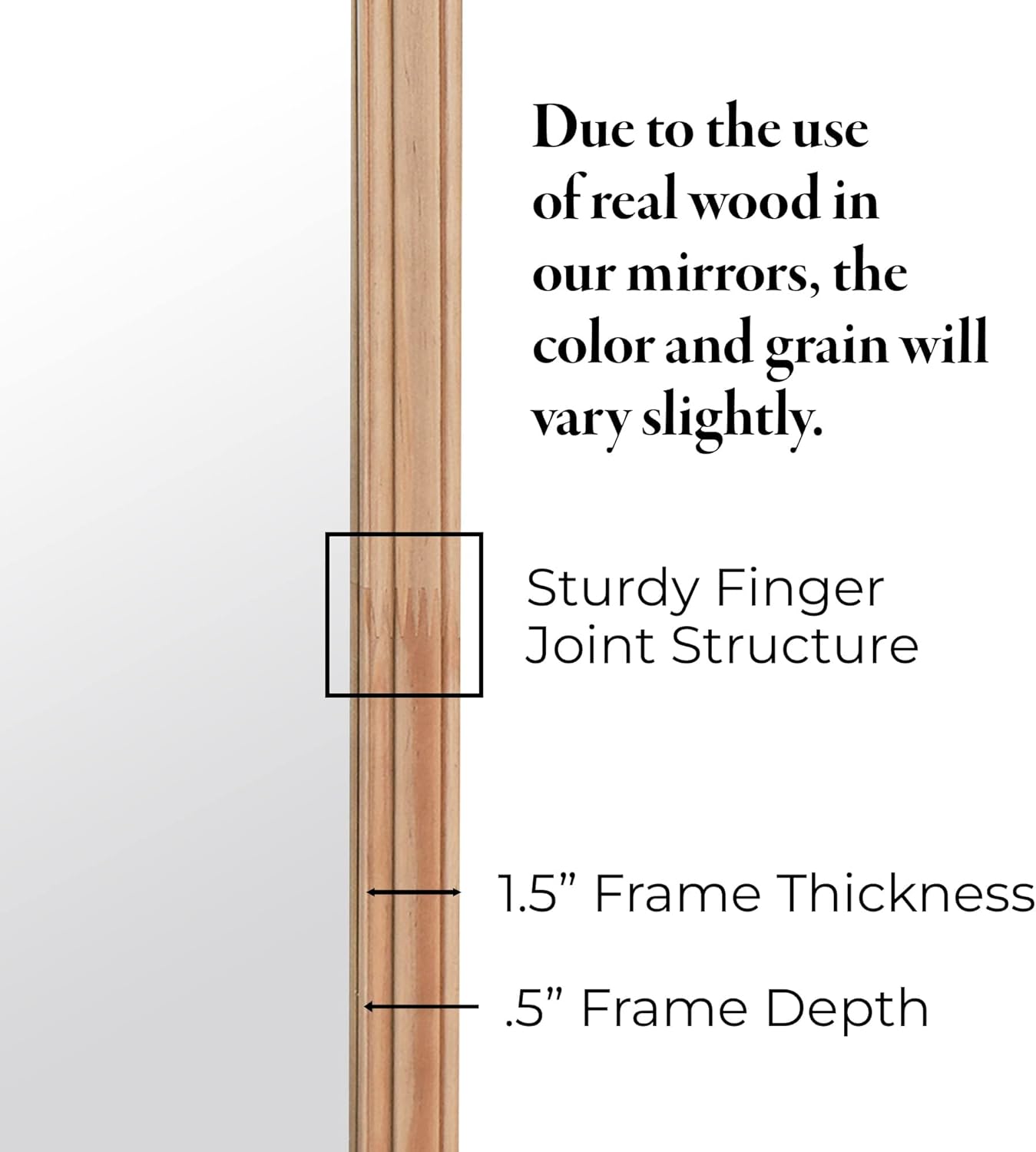 WallBeyond 24" x 36" Full Scalloped Corners Arch Rectangle Wall Mirror with Wood Frame for Entryway, Living Room or Bedroom Home Decor - Light Woodgrain [24" x 36" Natrual]