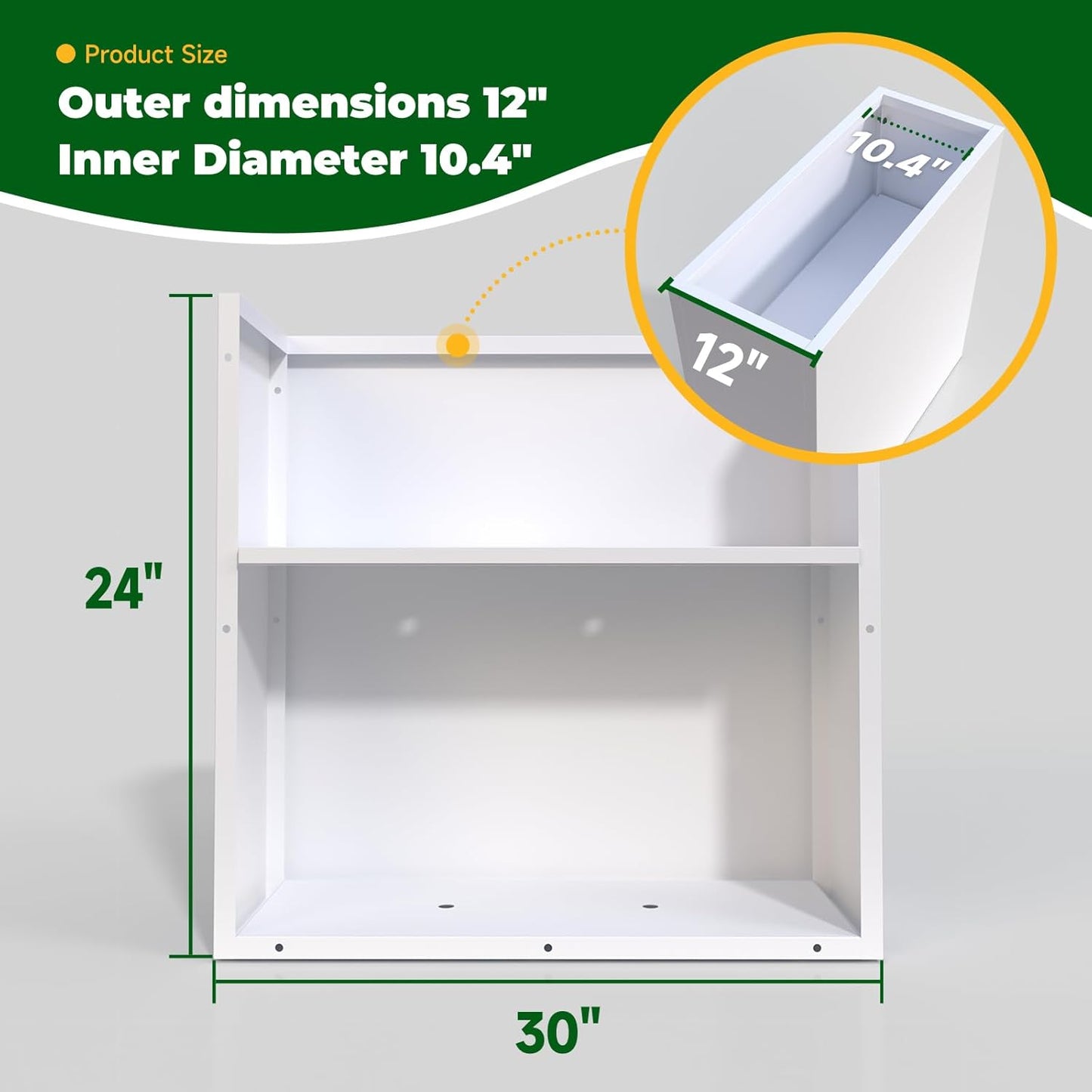 Galvanized Steel Metallic Heavy Planter for Outdoor Plants Metal Outdoor Planter Spliced Flower Box with Partitions for Outside,Indoor,Garden (White, 30 * 12 * 24)