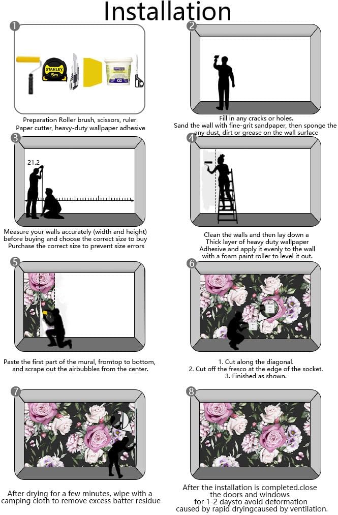 Seamless Pattern of Flowers and Exotic Leaves on a Black Background. Floral Roses and Peonies Wall Mural(Non-self-Adhesive)