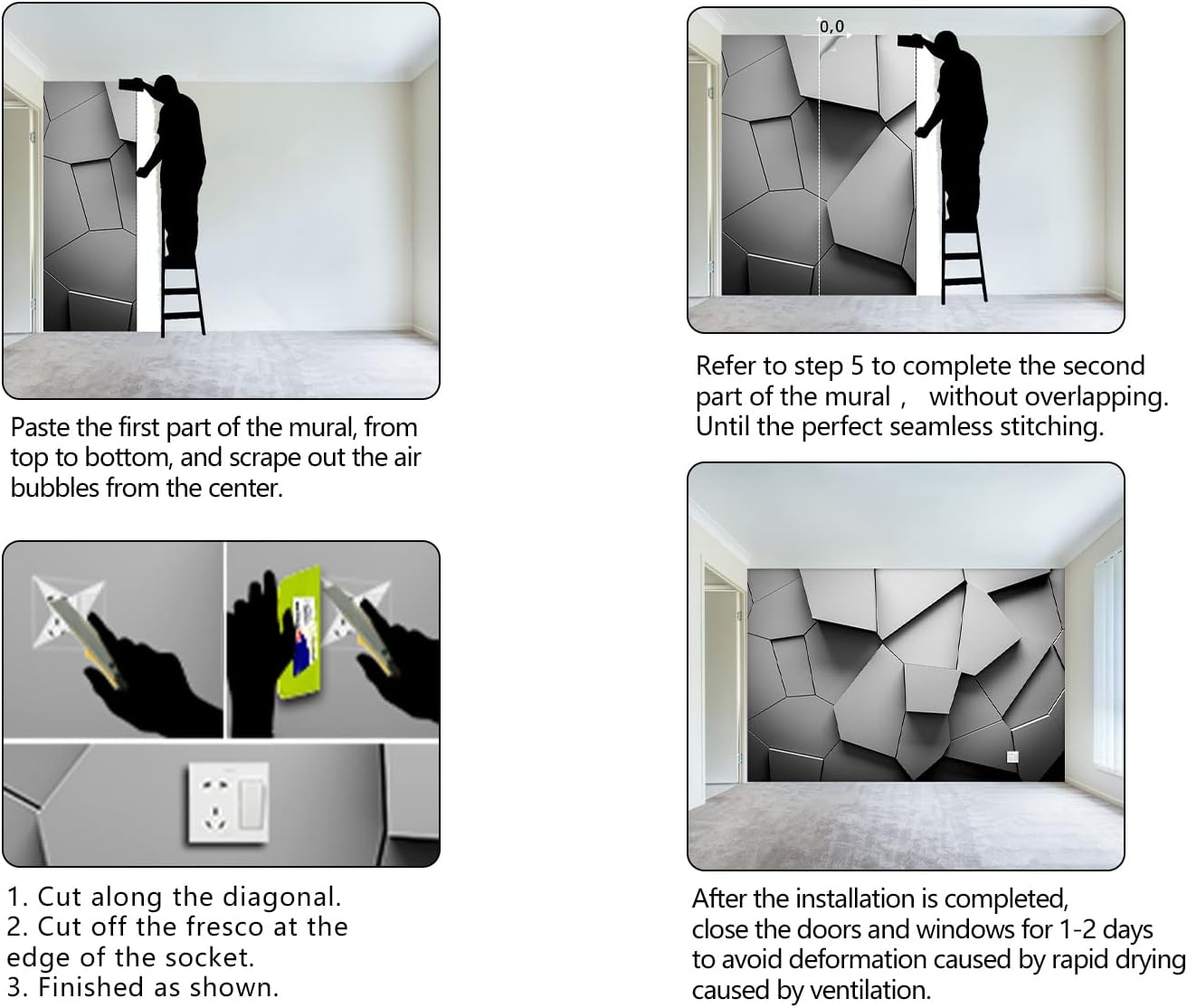 Grey Geometry wallpeper Living Room Bedroom Office Wall Mural - 137"x96"（Not Peel and Stick）