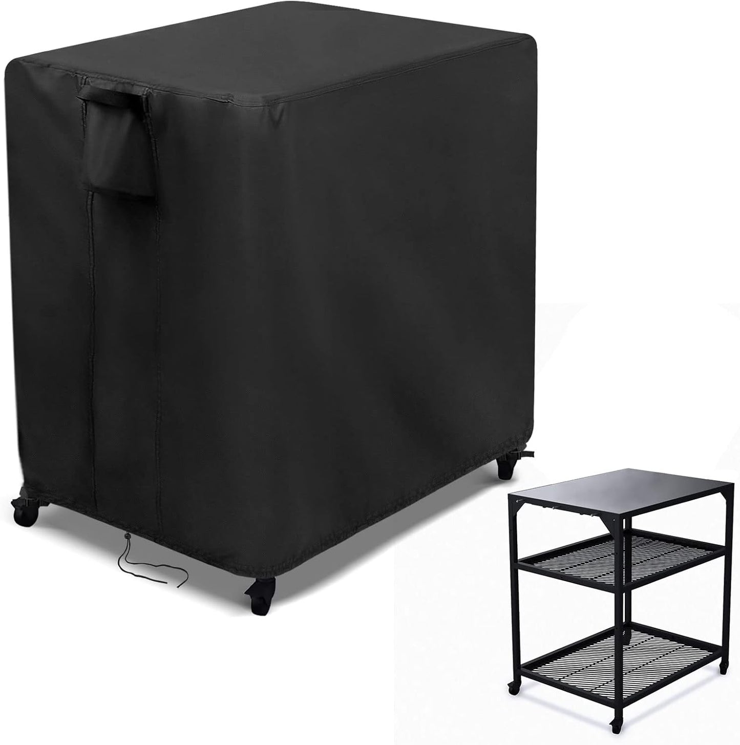 Kingling Outdoor Pizza Oven Table Cover for Ooni Medium Table, Waterproof Outdoor Grill Prep Table Cover Pizza Oven Stand Cover - 32''L x 24''W x 35''H(Black)