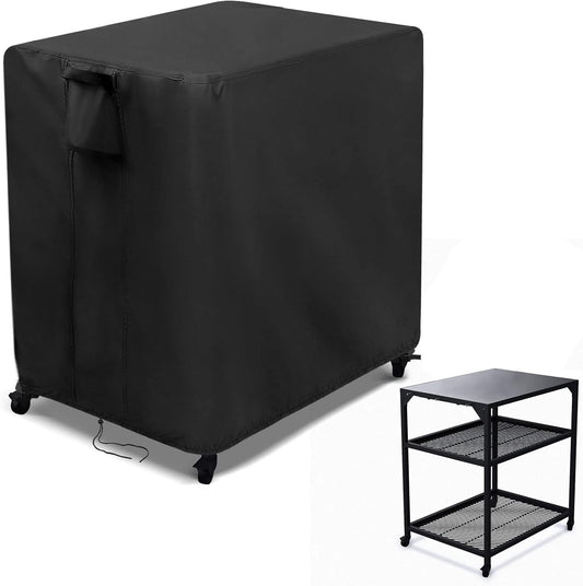 Kingling Outdoor Pizza Oven Table Cover for Ooni Medium Table, Waterproof Outdoor Grill Prep Table Cover Pizza Oven Stand Cover - 32''L x 24''W x 35''H(Black)