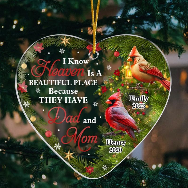 Pawfect House I Know Heaven is A Beautiful Place, Memorial Christmas Ornaments for Loss of Loved One, Bereavement Gifts, Christmas Memorial Gifts for Loss of Mother, Father, Housewarming Gift