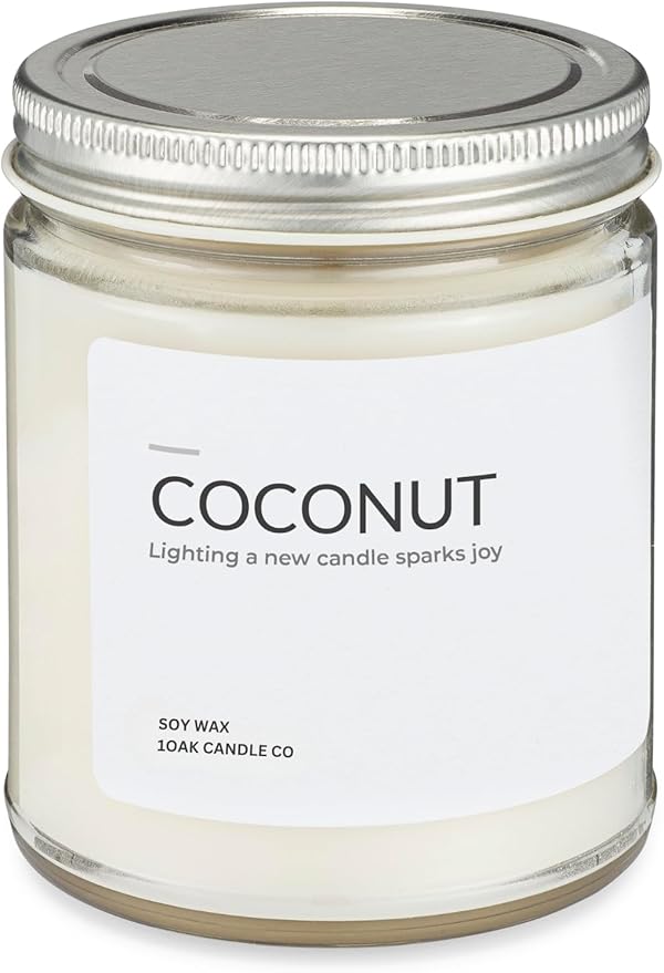 1OAK Soy Wax Scented Candle (Coconut) - Long Burning Premium Hand-Poured (7oz.)