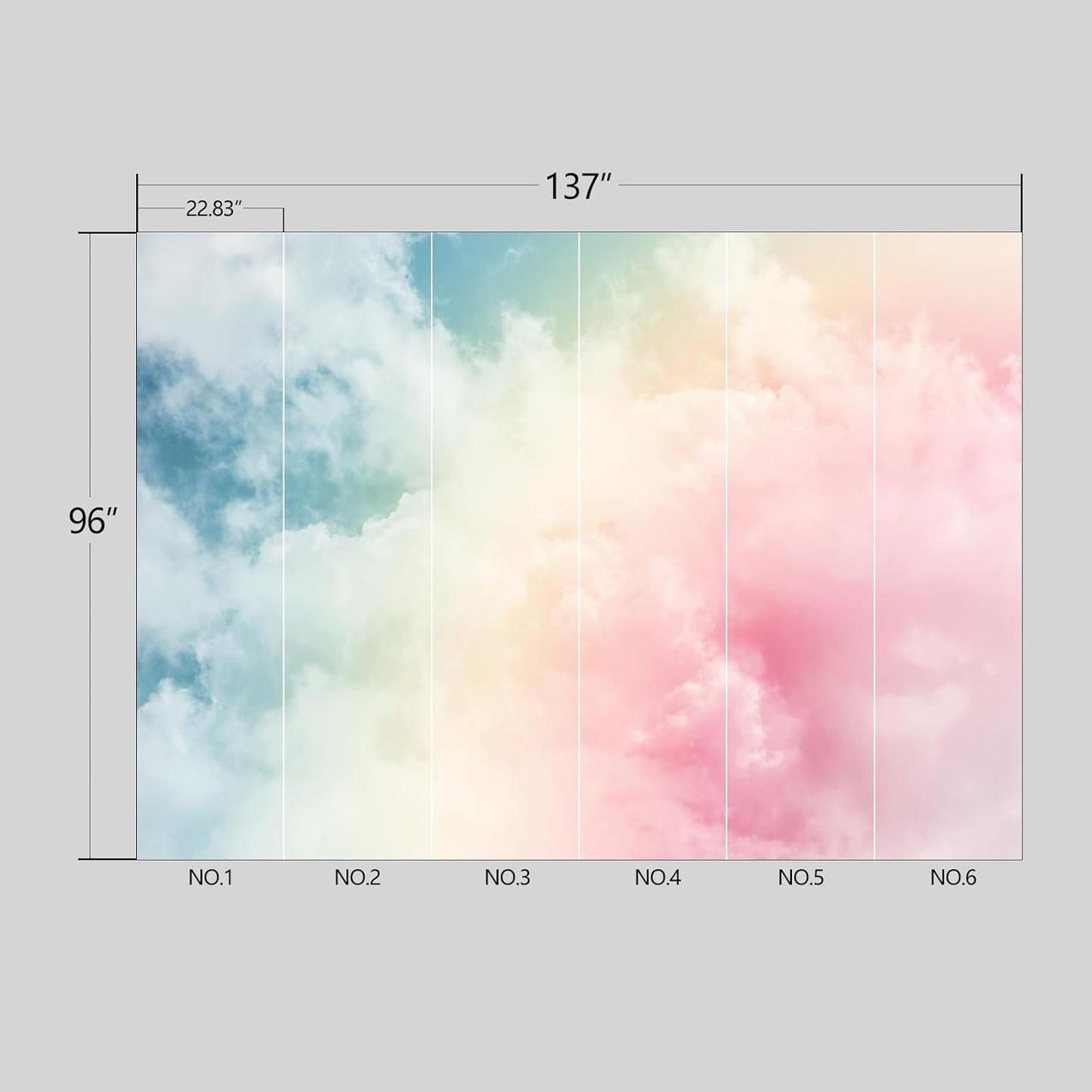 Colorful Cloud Wallpaper Peel and Stick Wall Mural for Bedroom Living Room - 96"x137"