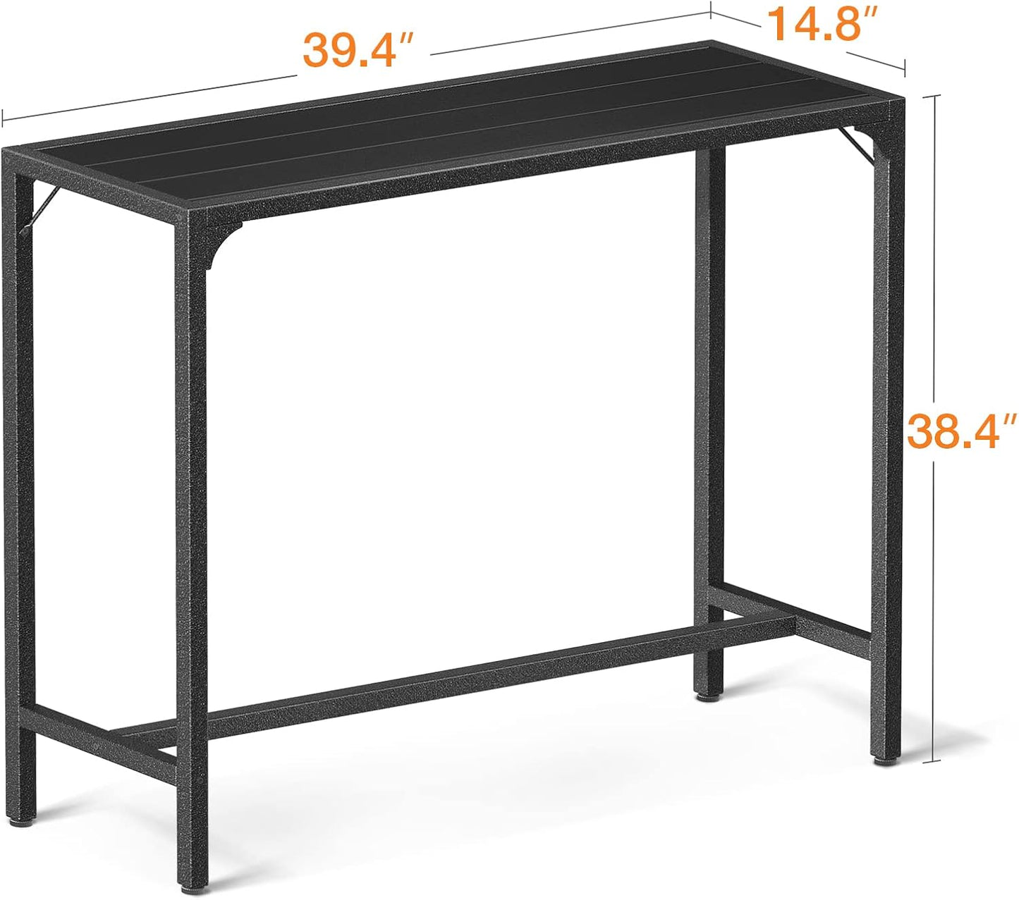 ODK 39 Inch Outdoor Bar Table, Patio Counter Bar Height Table with Weather Resistant Waterproof Top for Hot Tub Garden, Yard, Balcony, Poolside, Indoor (Black)