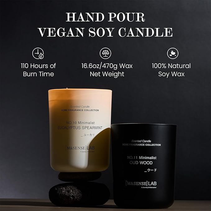 M&SENSE Natural Soy Candle| Puffy-Cloud Dream | 16.6 oz, 95H Burn | Minimalist Scented Candle for Relaxation, Gifting, Home Décor | for Bedroom, Office, Party Large