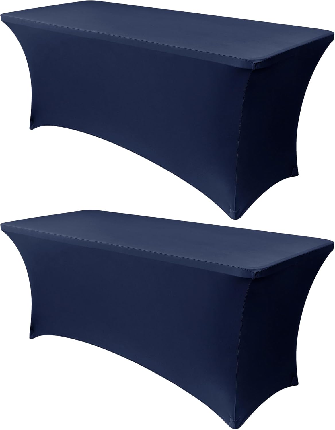 Obstal 8Ft Stretch Spandex Table Cover for Standard Folding Tables - 2 Pack Universal Rectangular Fitted Tablecloth for Party, Banquet, Events, Trade Show (Navy Blue, 96L x 30W x 30H Inches)