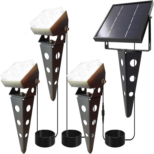 Solar Spot Lights Outdoor Waterproof IP65 Landscape Spotlights with Metal Stake 42ft Cable 3-in-1 Cool White Auto On/Off Dusk to Dawn Uplights for Flag Pole Trees Garden Yard Landscape Downlight