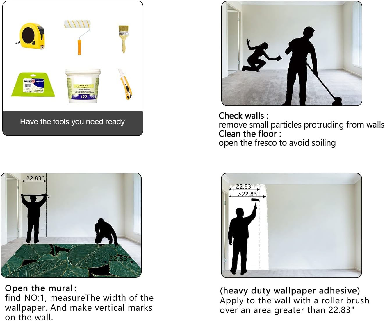 Black and Gold Leaf Mural Bedroom Tropical Green Botanical Wallpaper Room Plant Decor Living Room tv Background Large Wall Mural - 137"x96" (Not Peel and Stick)