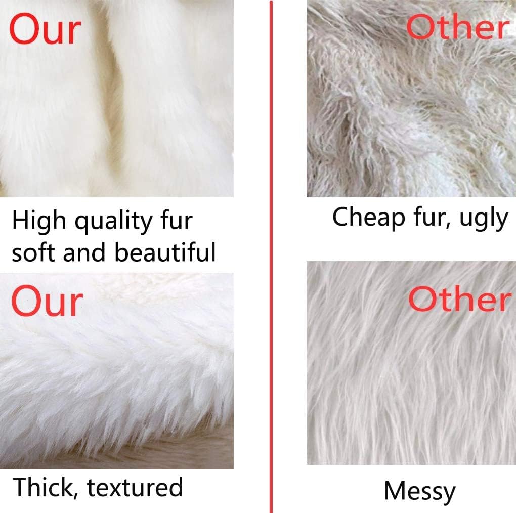 AOGU 30 Inch Faux Fur Christmas Tree Skirt White Plush Skirt for Merry Christmas Party Christmas Tree Decoration
