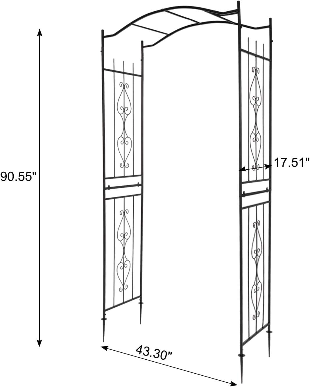 VINGLI Garden Arbor, Arch for Wedding Ceremony Party, Christmas Garden Decor Steel Garden Trellis for Plant Climbing, Pergola for Garden, Backyard, Lawn (Bridge Top)