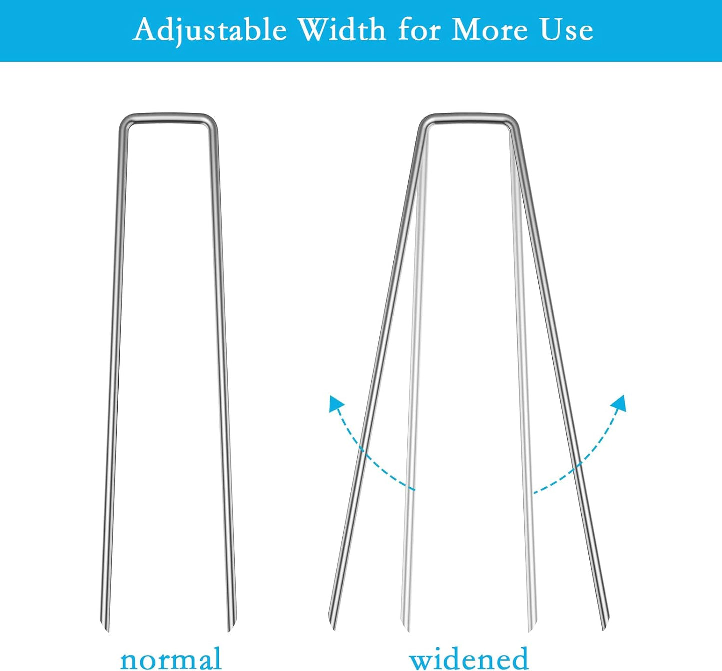 RAOOKIF 12 Inch Galvanized Garden Landscape Staples Stakes, 200Pcs Garden Metal Stakes, 11 Gauge Heavy Duty Ground Stakes for Decoration, Fence Stakes Lawn Stake, Fabric Pins