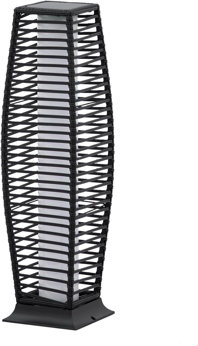 Outdoor Floor Lamp Weather-Resistant Outdoor Wicker Light Solar Powered Lantern Deck Lights for Patio Yard Garden