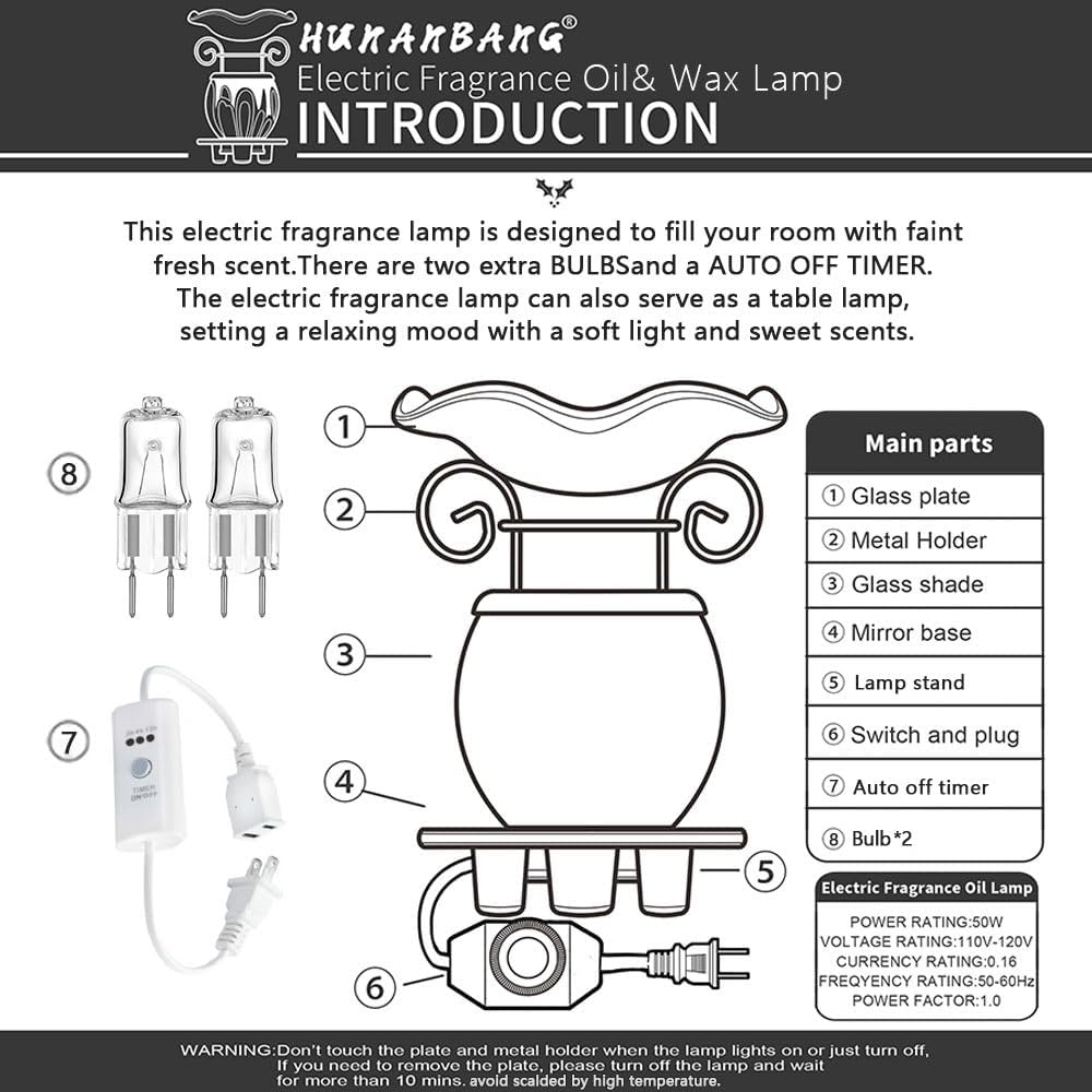 HUNANBANG Electric Scented Wax Warmer - Auto Off Timer Candle Wax Melt Warmer Fragrance Burner, Lightning-Purple