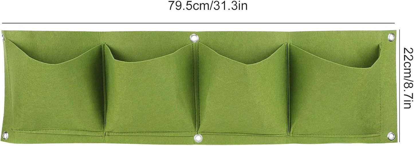 Atyhao Wall Plant Bag,4Pcs 4 Pocket Plant Grow Bag Wall Mounted Reusable Degradable Felt Garden Planter Herbs, Succulents Artificial Pl or Flowers. ()