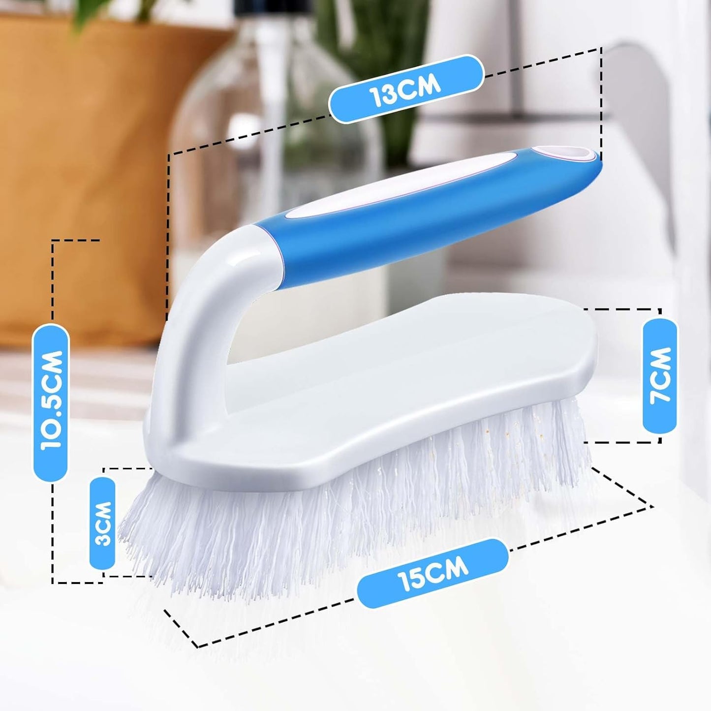Lallisa 6 Pcs Scrub Brush for Cleaning with Handle Comfortable to Grip Heavy-Duty Flexible Stiff Bristles Scrubber Brushes Bulk for Shower Bathroom Carpet Kitchen Floor Tiles (Blue,Green)