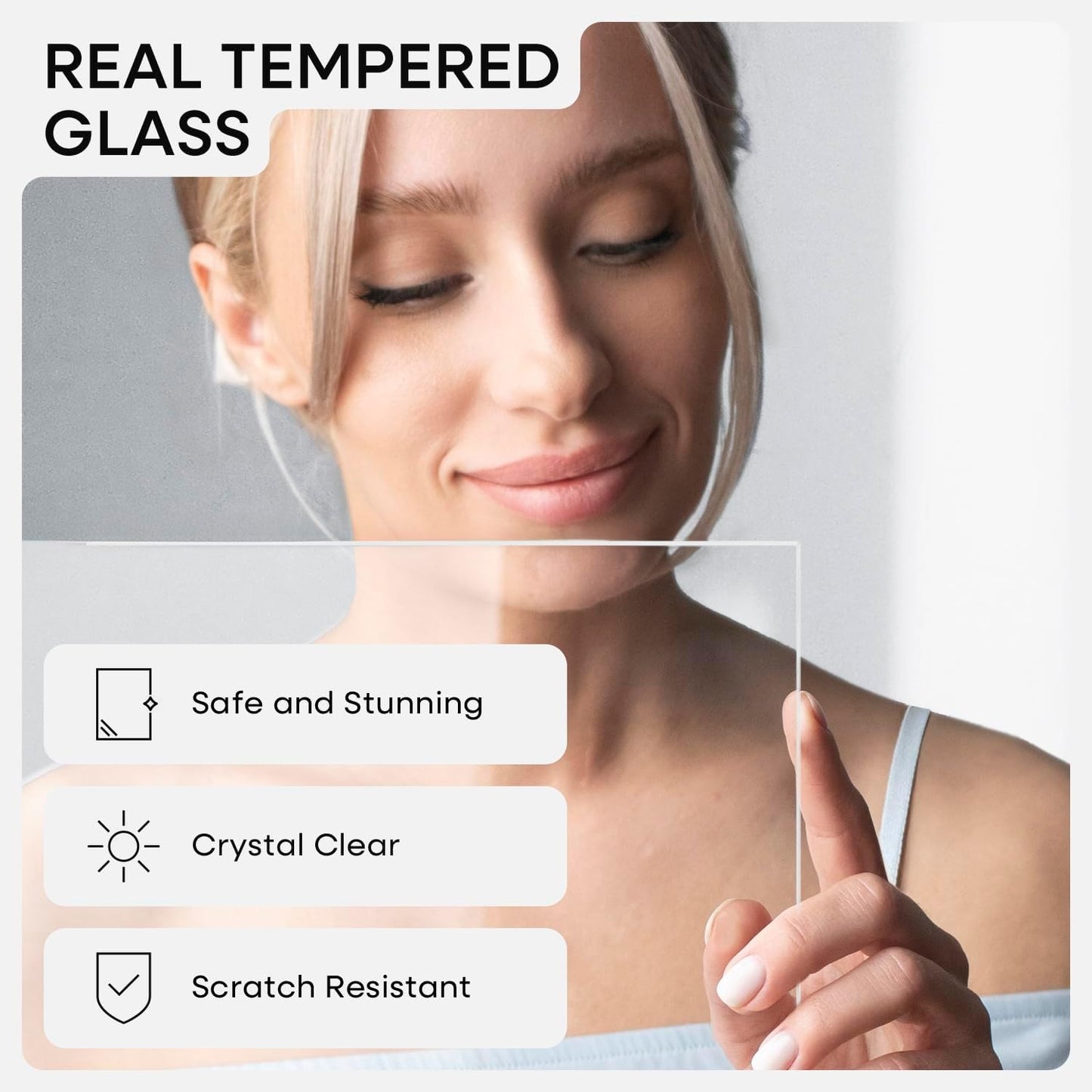 Homeforia 20x20 White Picture Frame, High End Oak 20 x 20 Square Wood Frames with Mat 16 by 16 inches Photo, 20by20 White Wooden Poster Frames Matted to 16x16 Print, Tempered Glass, Wall Kit, Set of 1