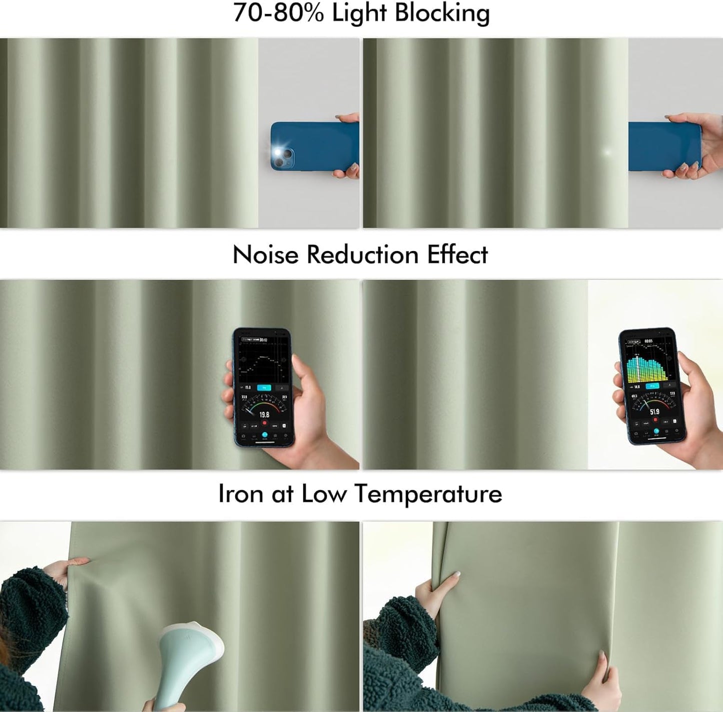 MIULEE Back Tab Sage Green Curtains 84 Inch Length 2 Panels Set for Living Room Bedroom, Rod Pocket/Pinch Pleated Light Blocking Thermal Insulated Room Darkening Blackout Curtains 84 Inches Long