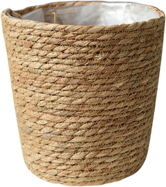 Home Decor Woven Straw Flower Pot Seagrass Planters Basket Garden Plant Pot Containers Wicker Rattan Vase Sundries Organizer Storage Bins for Indoor Outdoor Plants Vintage Decor