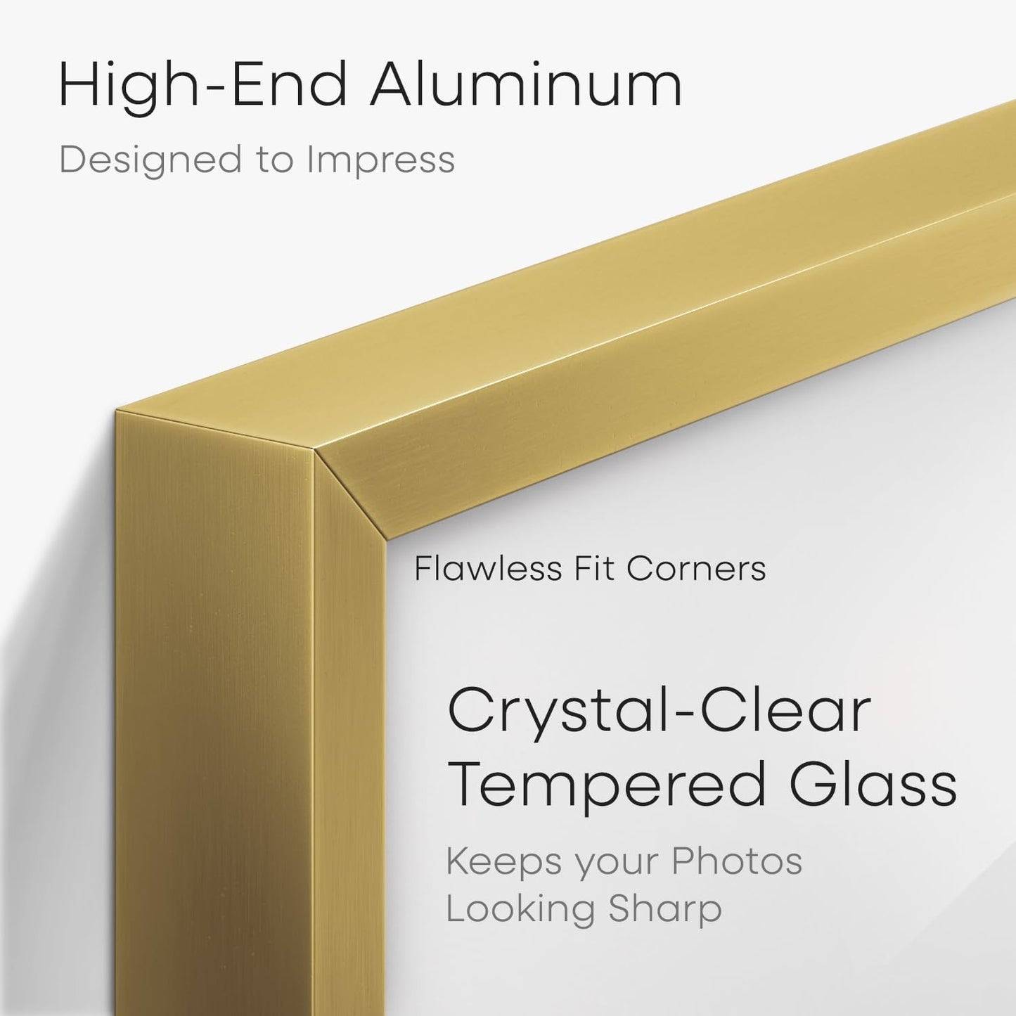 Homeforia 20x30 Poster Frame Gold, High End Metal 20 x 30 Picture Frames with Mat 16 by 24 Photo, 20x30 Gold Frame Matted to 16x24 Print, 30x20 Large Hanging Frames, Tempered Glass, Wall Kit, Set of 1