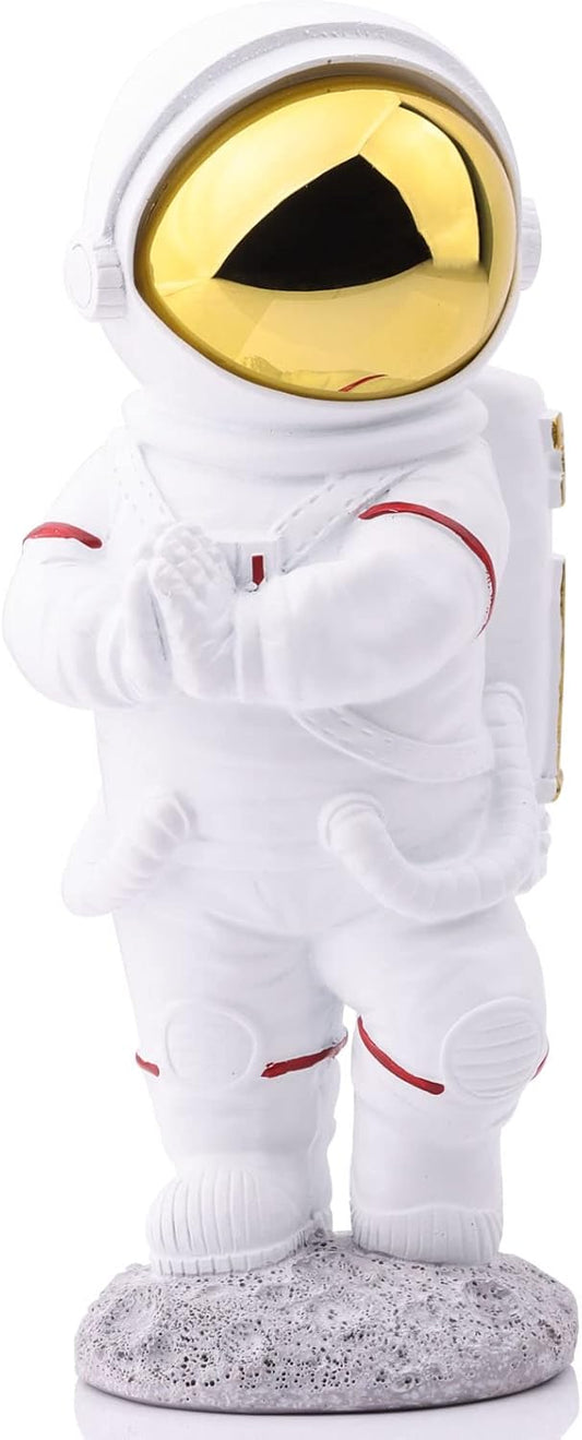 Astronaut Figurine Statue,Outer Space Room Decor,Astronaut Decor,Kung Fu Astronaut Figure Sculpture for Desktop Tabletop Decor, Resin Spaceman Planet Desk Ornament for Outer Space Themed Bedroom Decor