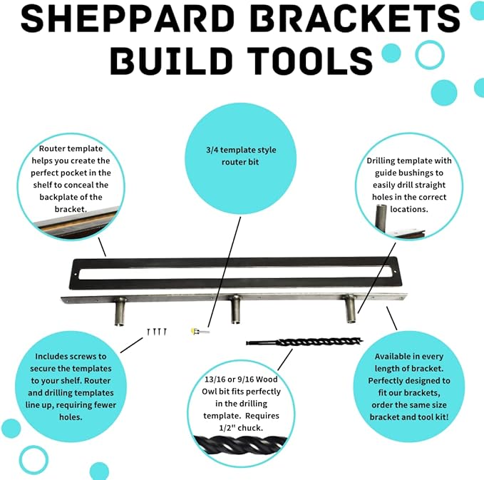 Floating Shelf Brackets - Sheppard Brackets - Easy Install - Heavy Duty (16 inch with Build Kit)