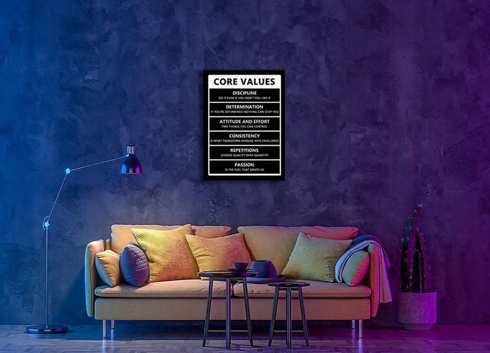 Inspirational Wall Art Painting on Canvas Motivational Entrepreneur Quotes Pictures Core Values Posters and Prints Artwork Modern Inspirational Office Wall Decor Home Gym Decor Framed[30" W X 40" H]