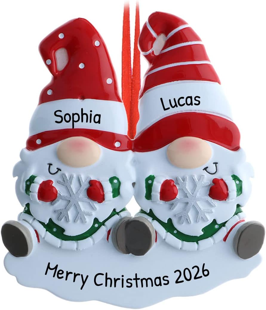 3D Personalized Our First Christmas Ornament 2025 | Custom Gnome Couple Ornaments Snowy Snowflakes Couples Ornament 2025 Family of 2 Unique for a Couple Ornaments Couples Unique Gifts