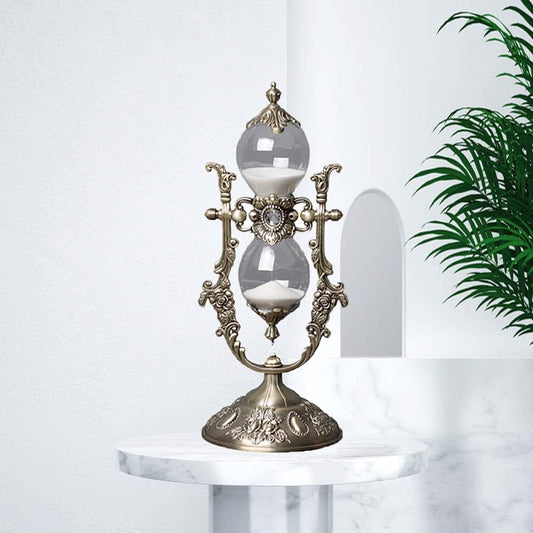 Sanduhr 15 Minuten,Hour Glass,Metal Vintage Hourglass,Hourglass Decor, Hourglass with Sand Embossed Metal Hour Glass Timer,for Home Desk Office Weddin Kitchen Timer (White Sand)