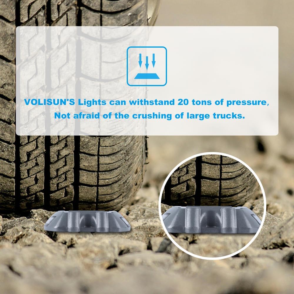 VOLISUN Solar Deck Lights, 16-Pack Led IP67 Waterproof Outdoor Warning Step Lights for Driveway, Sidewalk, Garden Pathway, Yard (White)