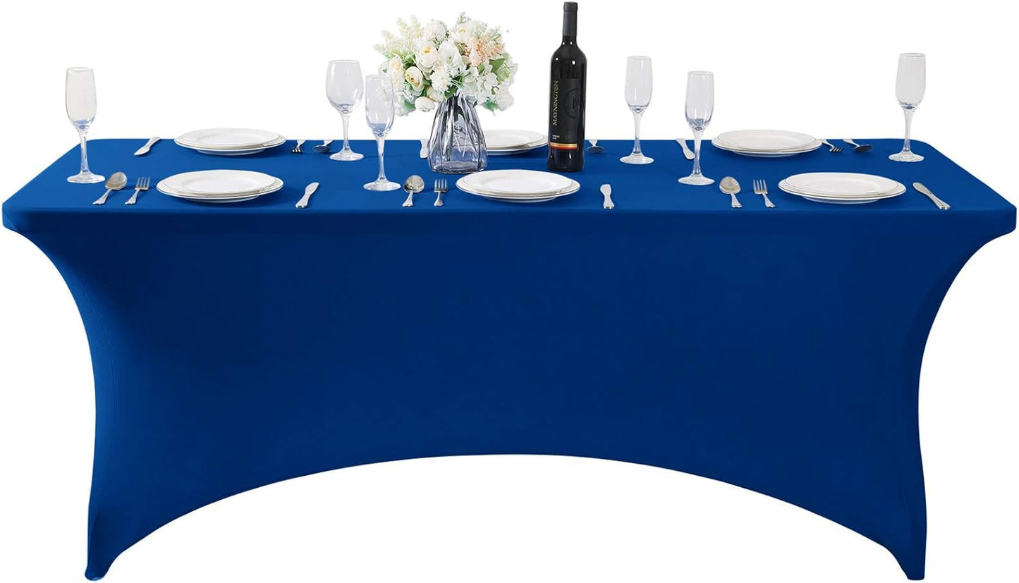 Spandex Table Cover for 6Ft or 4fT or 8ft Table Universal Fitted Stretch Tablecloth for Party, Banquet, Wedding and Events-Royal Blue