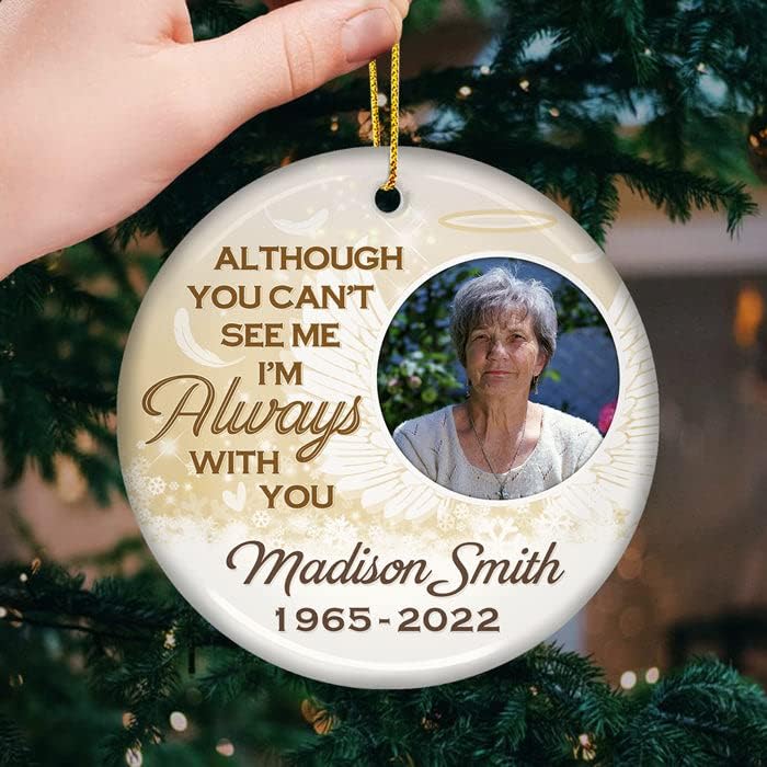 Pawfect House You Can't See Me Now, But I'll Always Be There for You, Photo Ceramic Ornaments, Personalized Christmas Memorial Sympathy Gifts for Loss of Dad, Mom, in Memory of Loved One Gifts