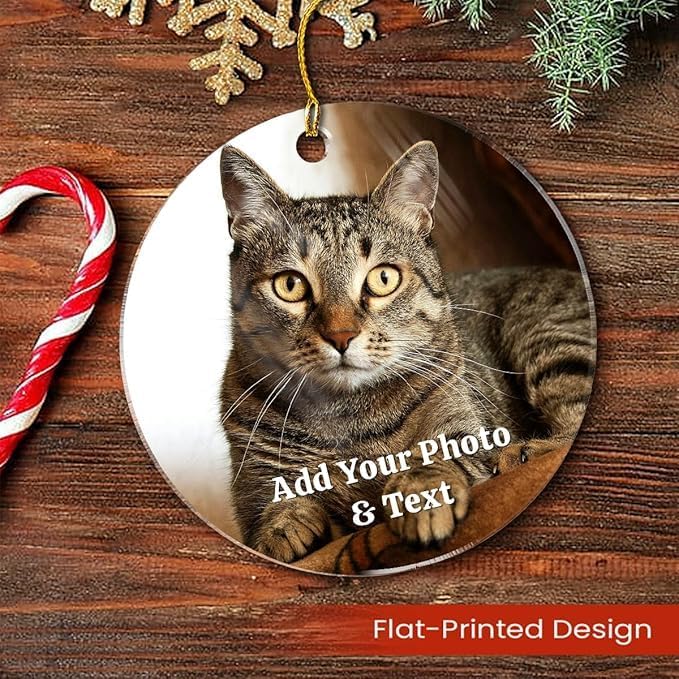 Personalized Cat Ornament, Custom Acrylic Ornaments with Photo - Keepsake Gifts for Christmas, Cat Parents, Kitten Lovers