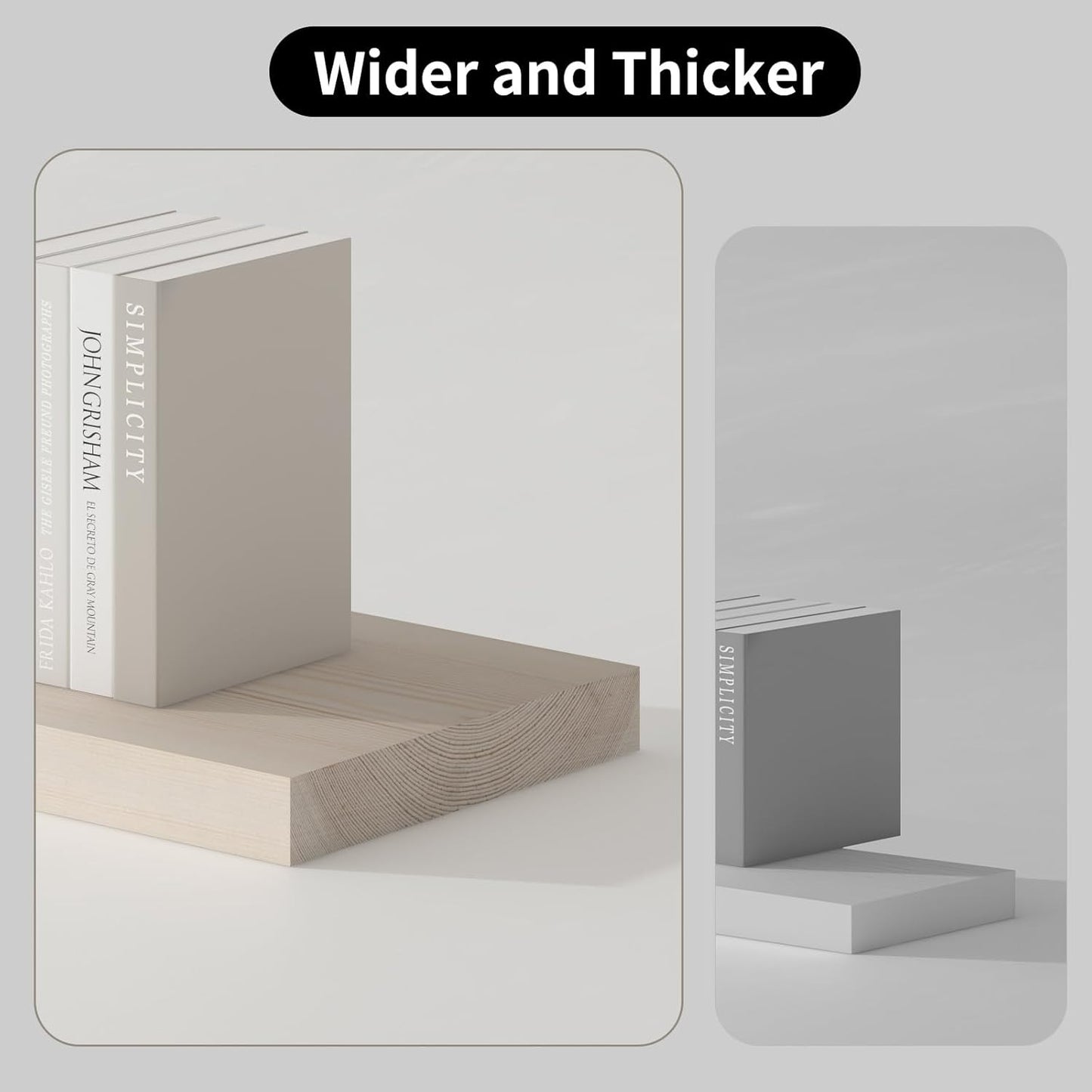 SAUMONIERES Floating Shelves 8 Inch Deep Solid Wood Wide Wall Shelf Set of 1 Wall Mounted for Bedroom Bathroom Living Room Kitchen, 48 Inch Natural