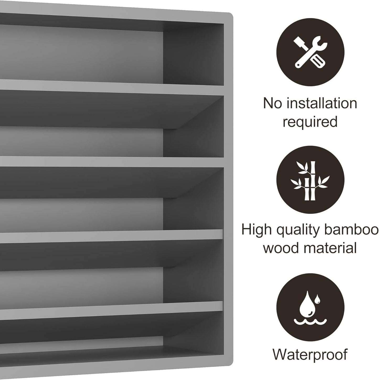 Orimade 4 Tier Spice Rack Organizer for Cabinet, Freestanding Bamboo Seasoning Rack for Countertop, Cupboard, Pantry, Kitchen, 13.18 x 4.13 x 12.2 inches(Spice Jars Not Included), Grey